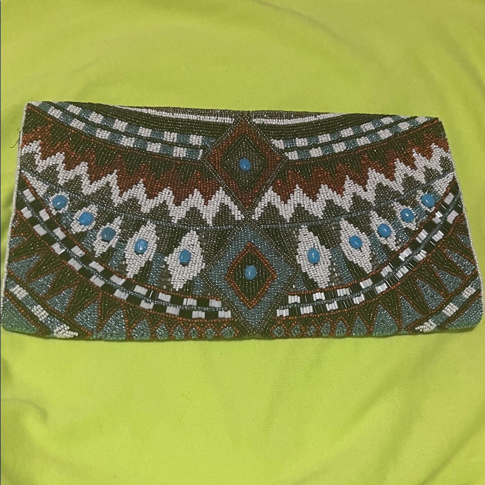 Beaded Clutch with Tribal Design - Picture 2 of 4